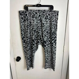 gray leopard print leggings size 2X 26-28 cotton blend #0533